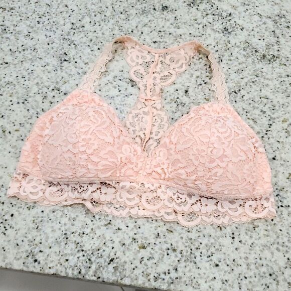 Xhilaration Peach lace halter push-up bralette, Large - Picture 1 of 3
